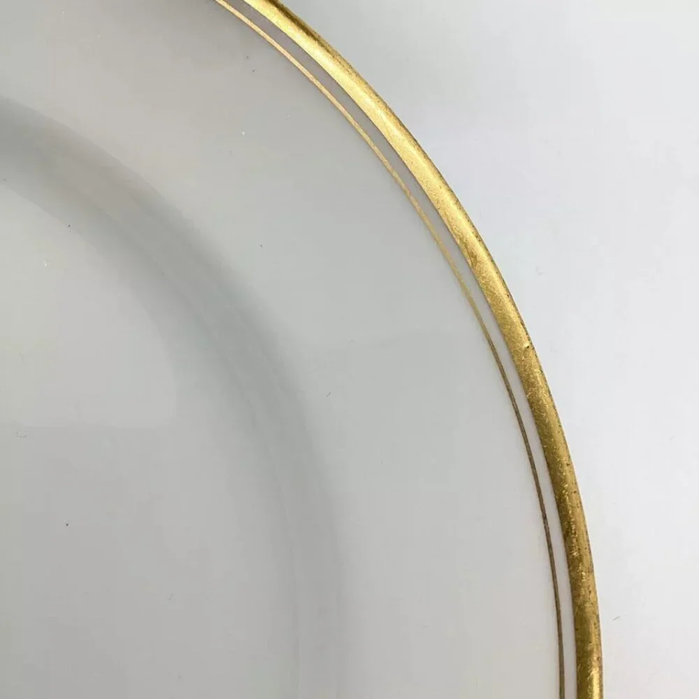 2 Haviland Limoges Bread Butter Plates Coupe H1415 White/Gold Trim & Inner Ring